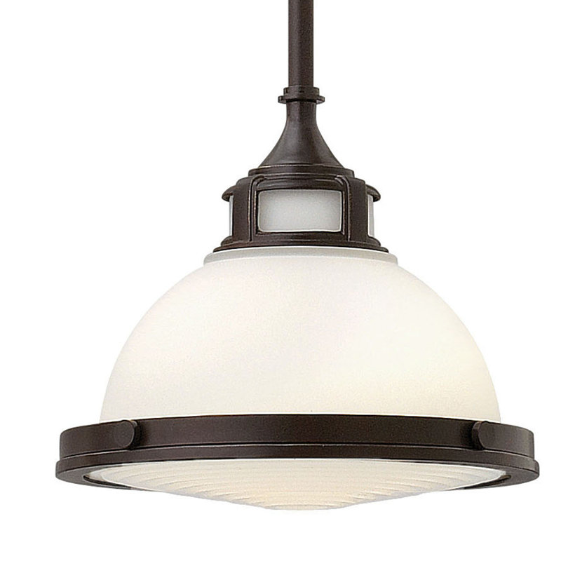 Mini Amelia Etched Opal LED Pendant in Polished Antique Nickel
