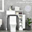 Armoire sur pied autoportante, blanche avec tablettes réglables, peu encombrante pour les accessoires de salle de bain et les serviettes de toilette