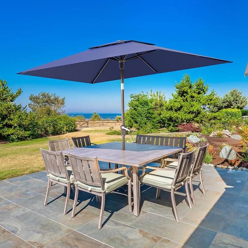 Parasol de terrasse rectangulaire, table d'extérieur 2 ...