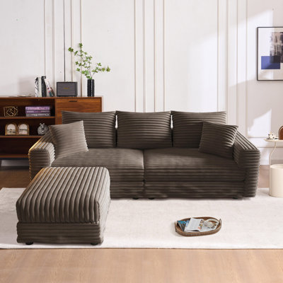 Canapé modulaire surdimensionné en velours côtelé avec repose-pieds