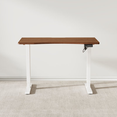 Solid Wood Desktop 55.12'' W Electric Height-Adjustable Standing Desk with Curved Edge and 3 Memory Presets
