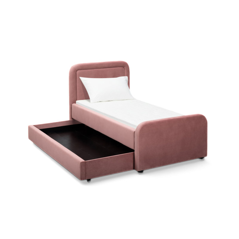 Lit gigogne Briella en velours saumon, Rose