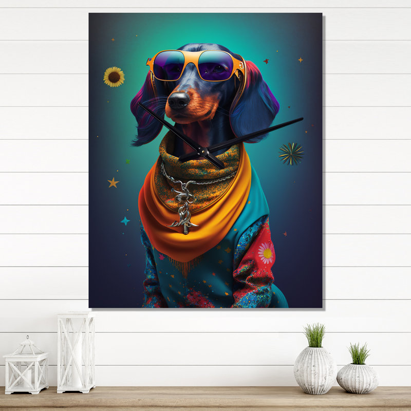 Horloge murale moderne Snoop Dachsund, Grand
