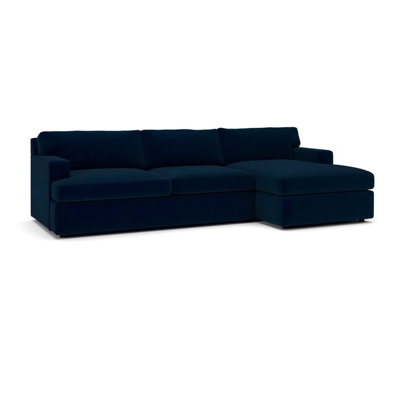 Cleo 2-Piece Upholstered Sectional, Bella Ink Blue Performance Velvet, Right Hand Facing