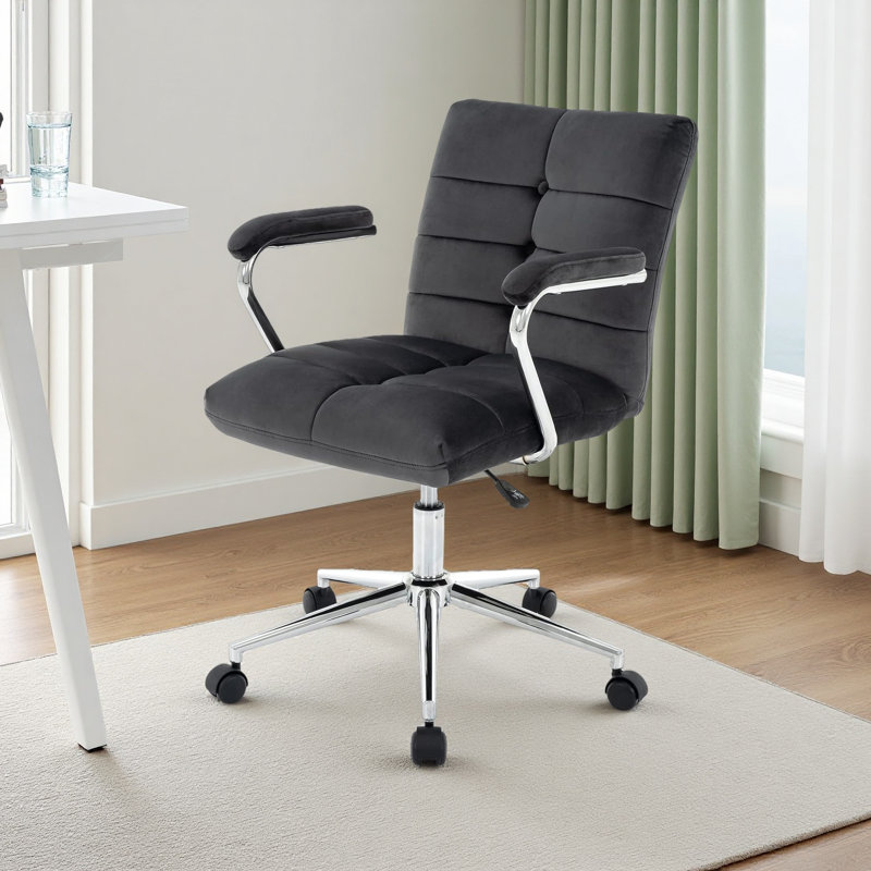 Fauteuil de bureau Aime, Gris foncé, Argent argent