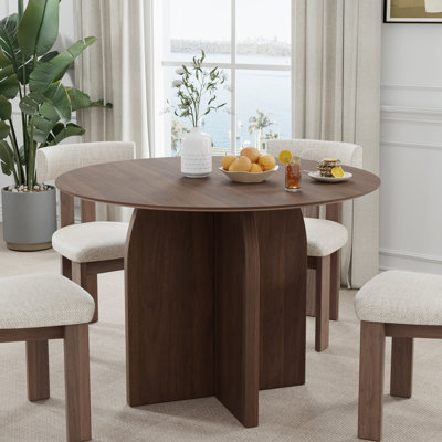 Roud Wood Dining Table Pestal Kitchen Table with Cross Legs