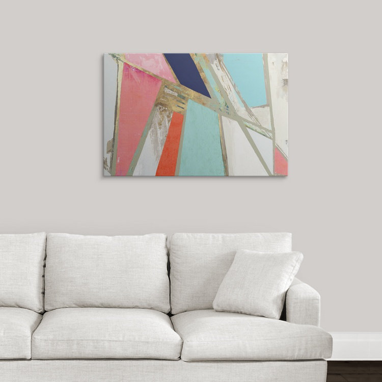 «Warm Geometric» par PI Studio - reproduction d'art sur toile, H 32 po x l 48 po x 1,5 po, Toile tendue