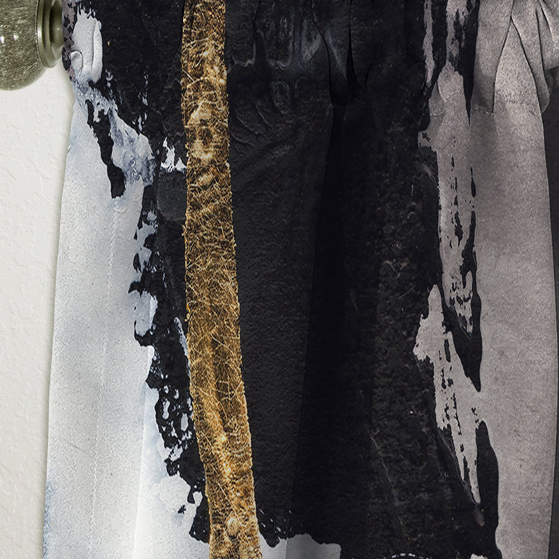 Glam Painted Arcs II - Linen Curtain, 52" W x 63" L