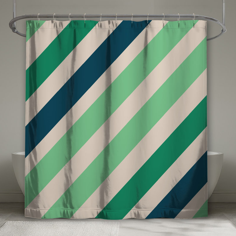 Rideaux de douche diagonaux à rayures très longs, L 70 po x H 72 po