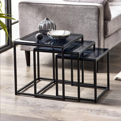 Lailonie Glass Top Sled Nesting Tables