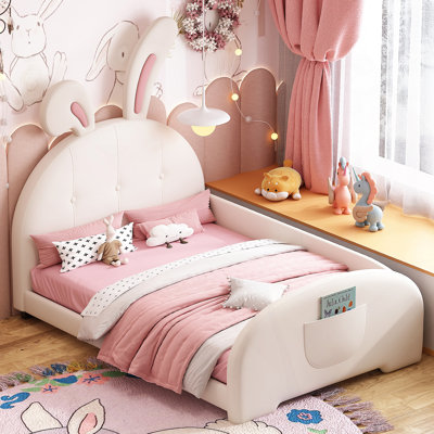 Upholstered Rabbit-Shape Princess Bed ,Platform Bed with Headboard and Footboard by Mercer41