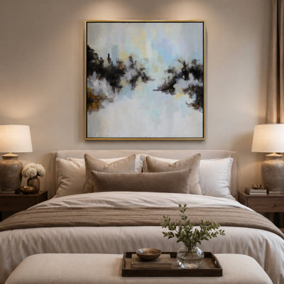Peinture à l'huile abstraite avec cadre doré
