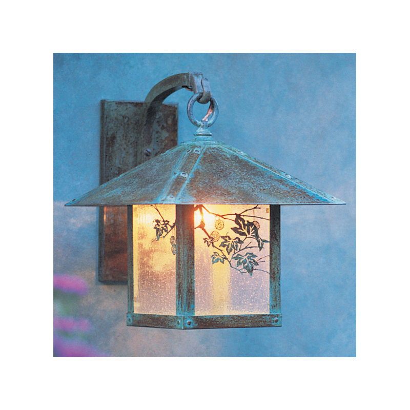 McLoud Wall Light, 10.50" H x 7" W, Verdigris Patina, Clear Seedy