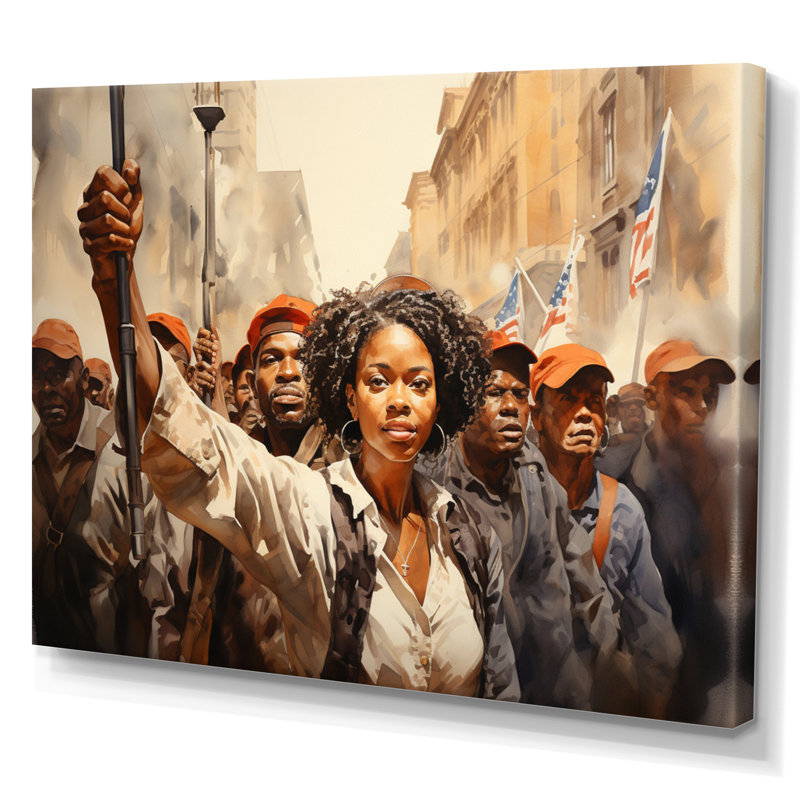 Art afro-américain puissant - Art mural afro-américain, H 16 po x l 32 po x P 1 po, Toile tendue