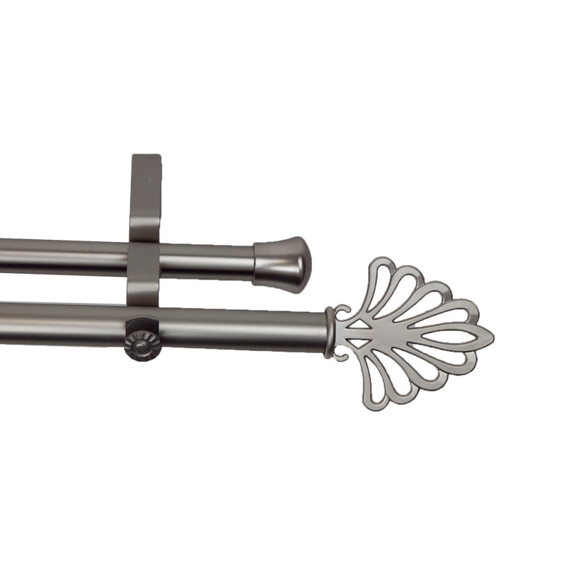 Tringle à rideaux double Rimmer, De 28 po à 48 po de largeur, Nickel satiné