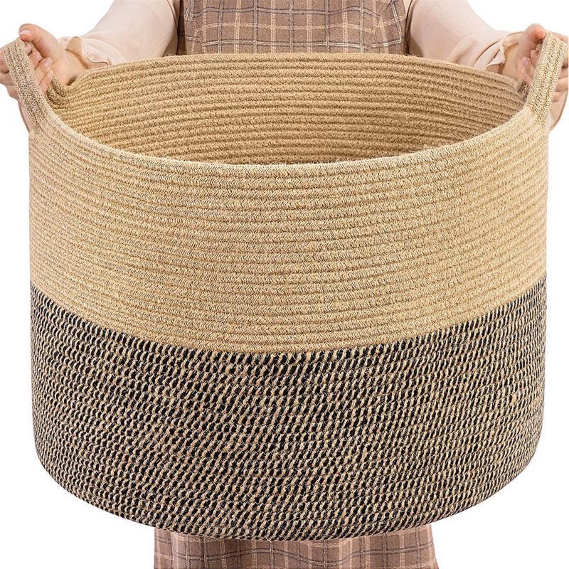 Bhargava Fabric Laundry Basket with Handles, Brown/Black