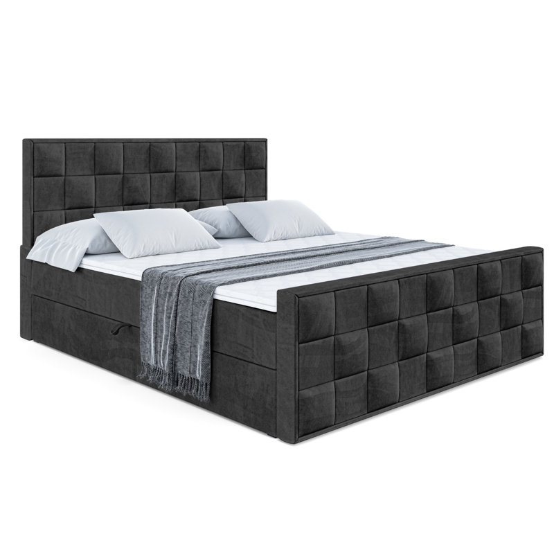 Ryah Divan Bed Set, Black, 160 x 200cm