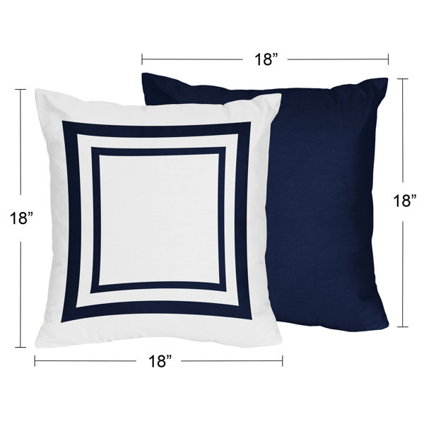 Sweet Jojo Designs Solid Navy Blue Decorative Accent Throw Pillows for Navy and Gray Stripe Collection - Set of 2