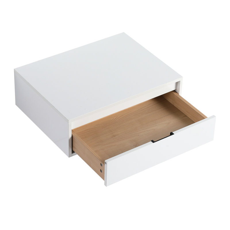 Meuble-lavabo mural blanc brillant 24 po moderne, tiroir à fermeture en douceur, idéal pour la chambre à coucher et l'armoire en blanc