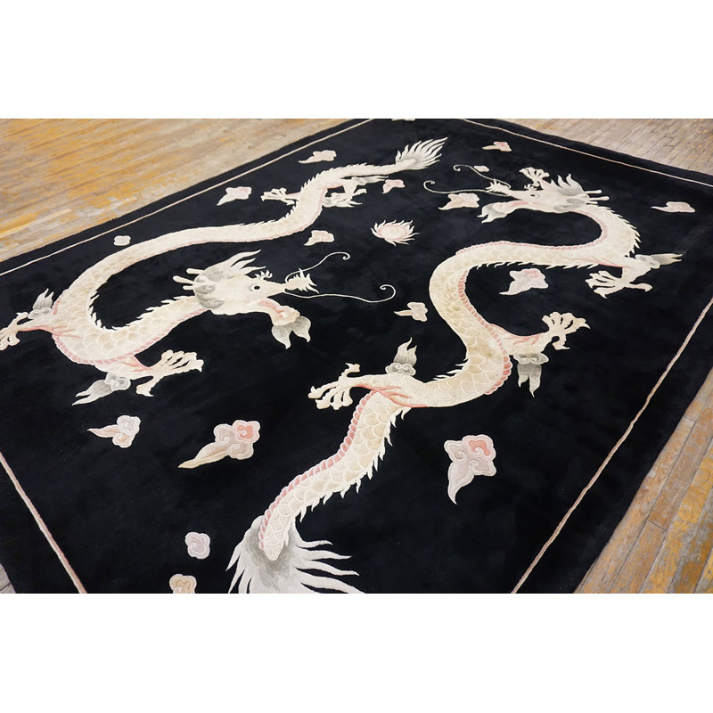 Tapis rétro noir à cinq griffes chinois