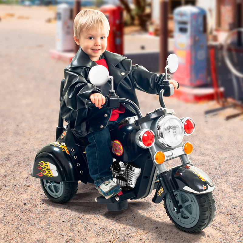 Moto électrique pour enfants - Chopper à 3 roues pour enfants de 3 à 6 ans avec marche arrière, sons et phares par Lil 'Rider (noir)