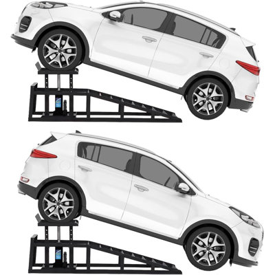 Rampes hydrauliques pour voiture (lot de 2), capacité de 5 tonnes (11 000 lb), hauteur de levage réglable de 25 à 41 cm (9,8 à 16,21 po), acier robuste, conception antidérapante