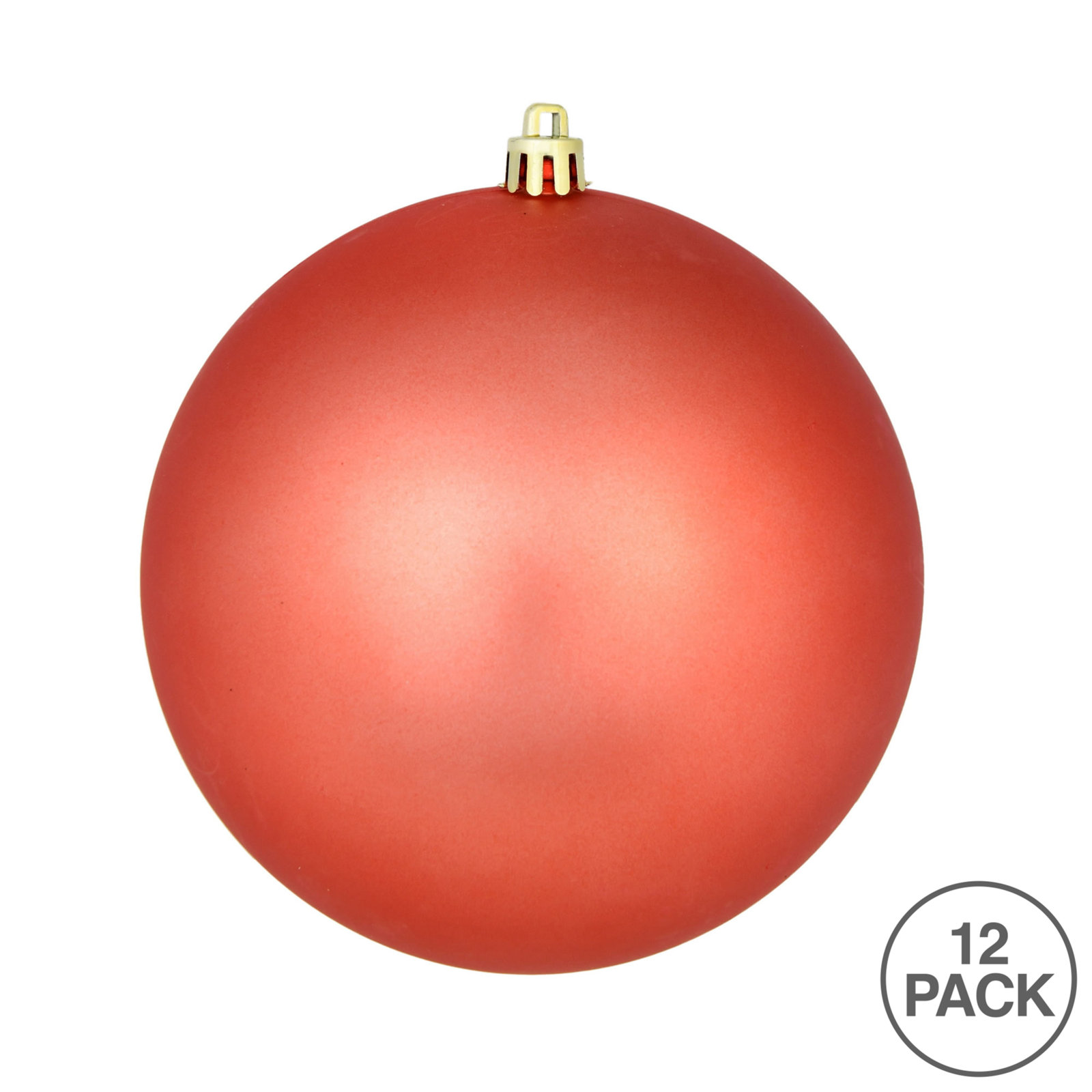Holiday Décor Ball Ornament, Coral Matte, 3" H x 3" W x 3" D