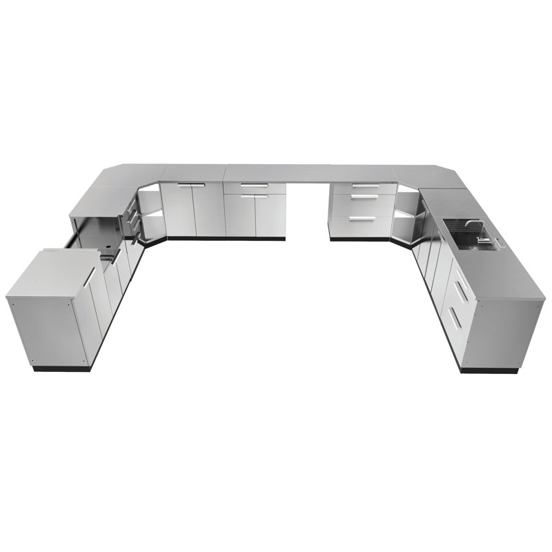Cuisine d’extérieur modulaire 4 pièces 185 po, Acier inoxydable, Non