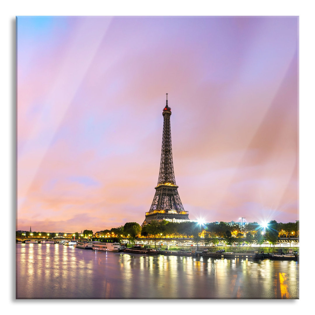 Glasbild Eifelturm Paris bei Nacht