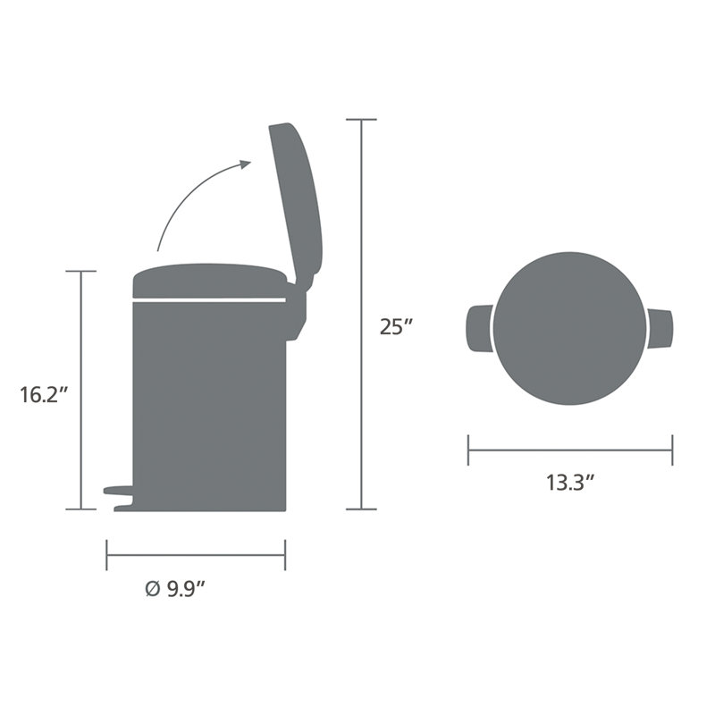Brabantia Newicon Step On Trash Can, 3.2 Gallon (12 Liter), White