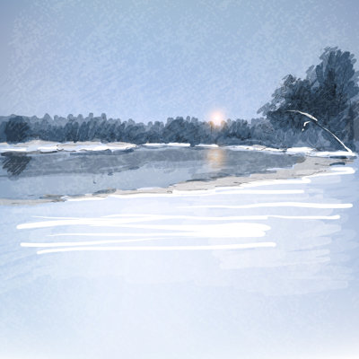 Adhamh, paysage sur toile par Marinazakharova, peinture