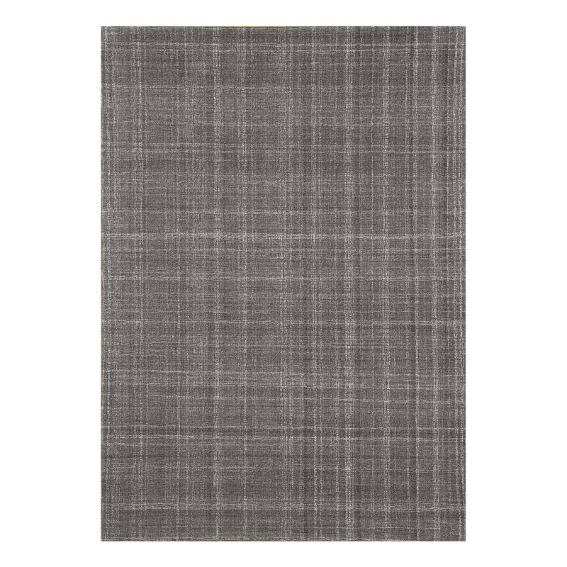 Tapis gris en laine tissé à la main Bakstran, Rectangle 2 pi x 3 pi