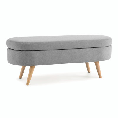 Ottoman Oval Storage Bench with Rubber Wood Legs