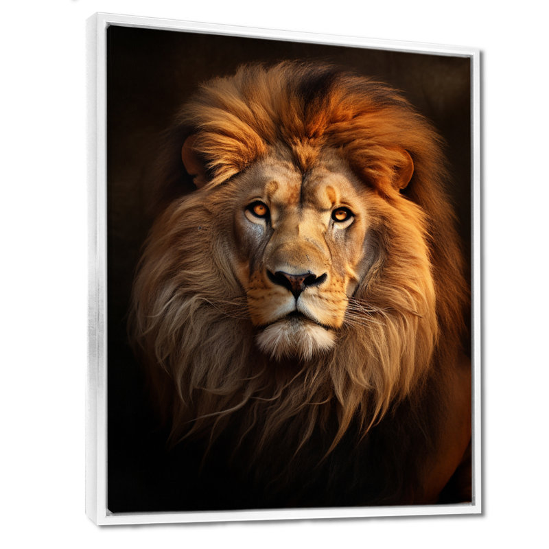 Lion Regal Majesty Lion - Lion, art mural, H 44 po x l 34 po x P 1,5 po, Cadre flottant blanc