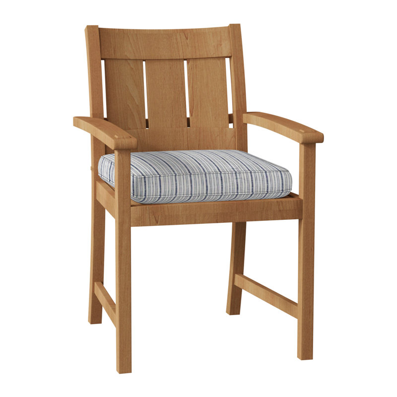 Croquet Teak Patio Dining Armchair with Cushions, Natural Teak, Welt, Bali Pearl