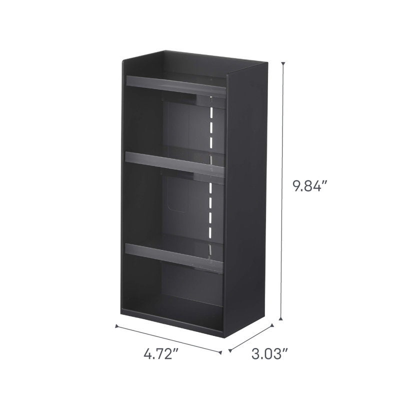 Black Minimalist Rectangular Makeup Organizer with Clear Tiers