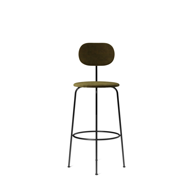 Afteroom Upholstered Stool with Metal Frame, Counter Stool (25" Seat Height), Brown Leather