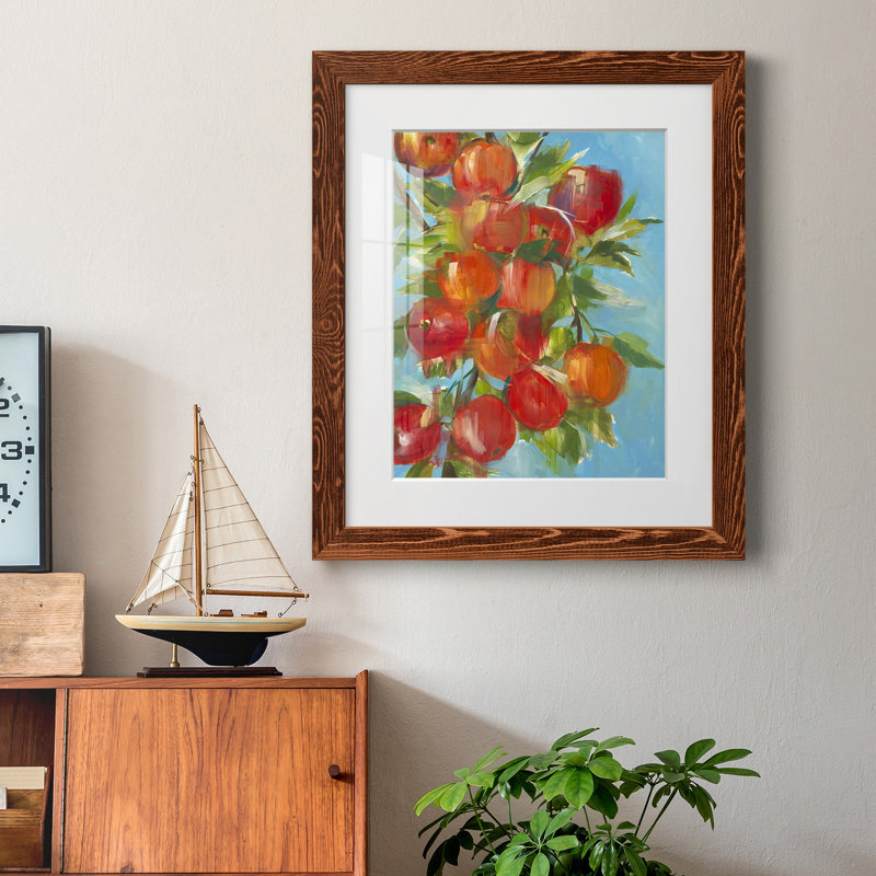 «AN APPLE A DAY», reproduction encadrée de qualité supérieure - prête à être accrochée, Papier avec cadre érable
