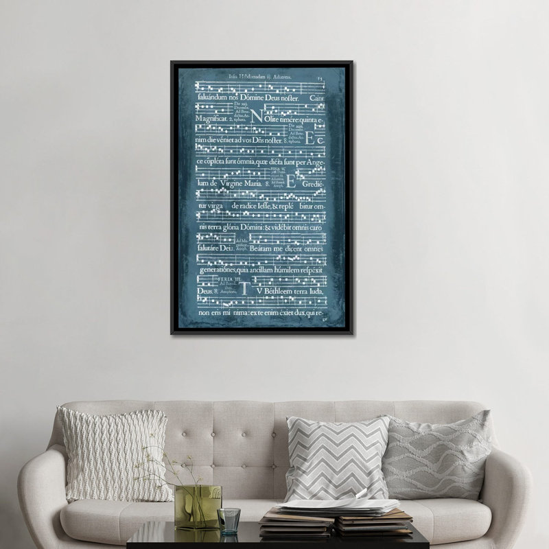 « graphic songbook ii », art textuel sur toile, H 26 po x l 18 po x P 1,5 po, Toile avec cadre noir, Pas de tapis