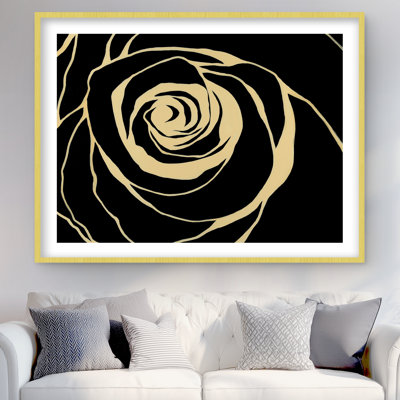 «Black Rose - Beige Shapes», reproduction matte encadrée pour la décoration intérieure