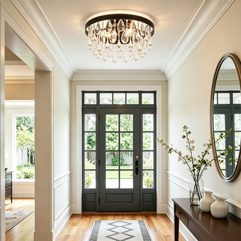 Plafonnier encastré en cristal 2 lumières Marleigh, Noir mat