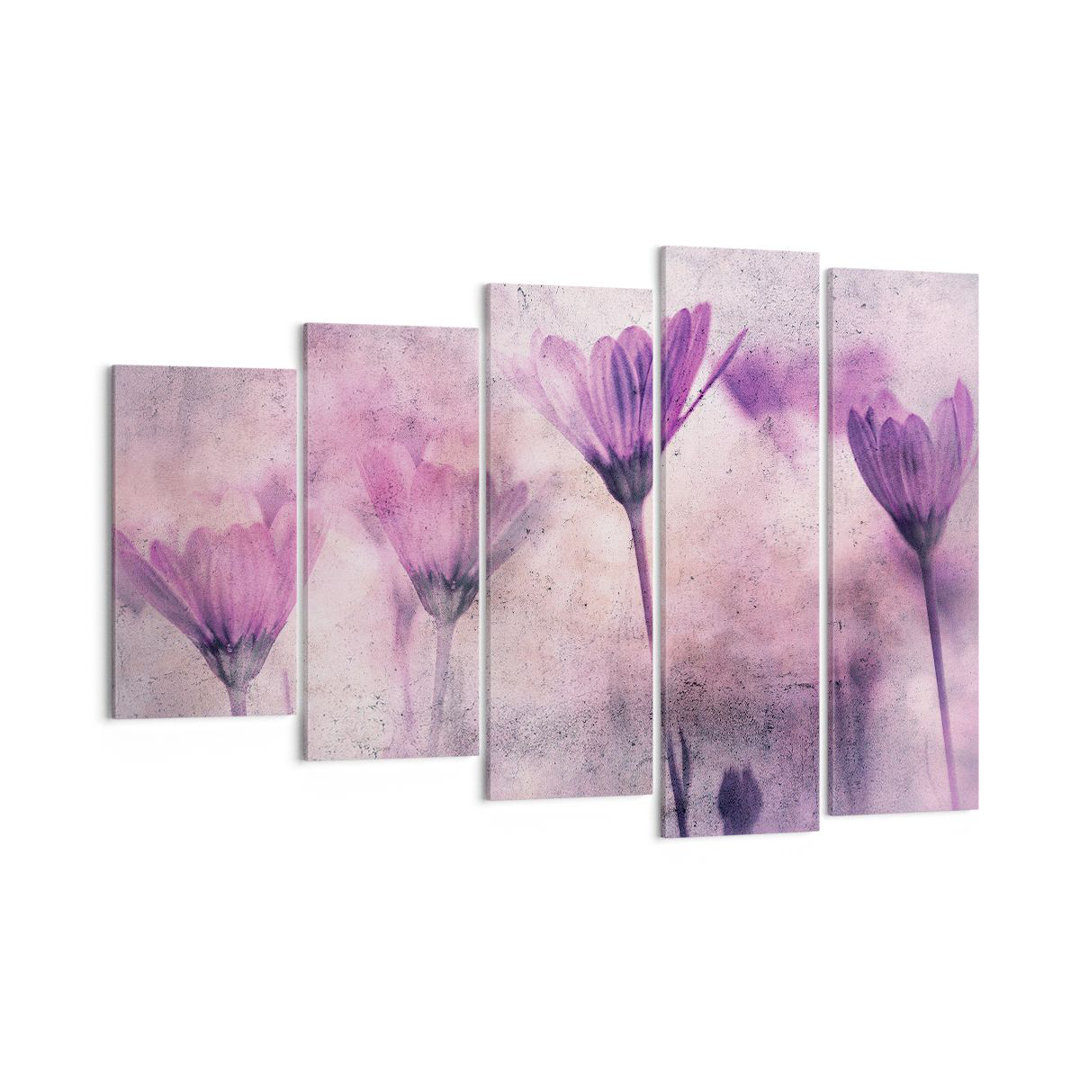 5-tlg. Leinwandbilder-Set Flowers Pink Vintage