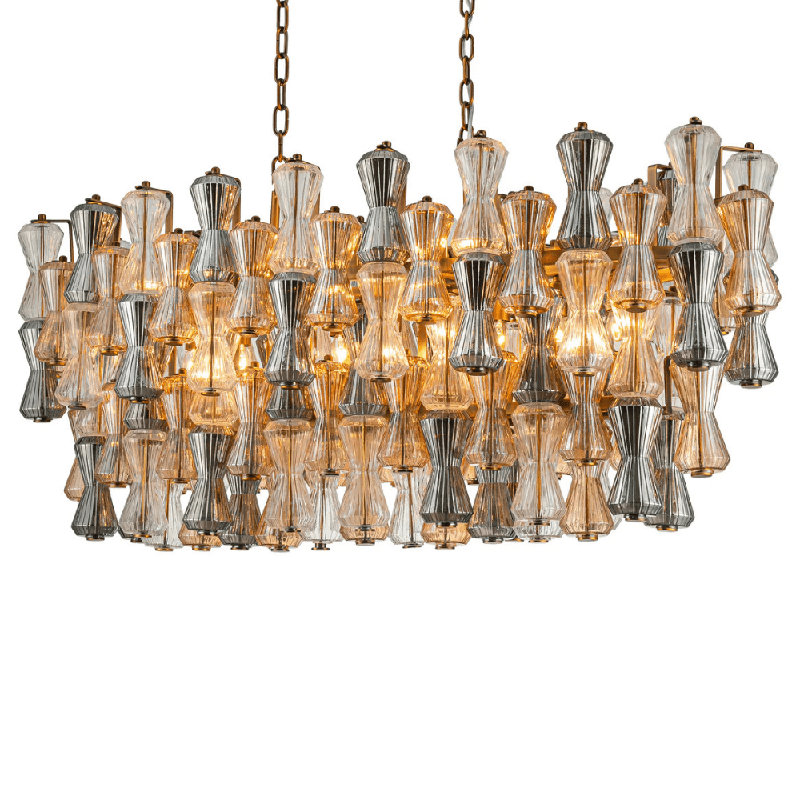 Lustre en verre 22 lumières Vega, Bronze