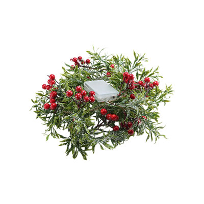 Led Christmas Red Fruit Rattans Light String Pines Needle Decoration Copper Wires Light Window Decoration Holiday Lights