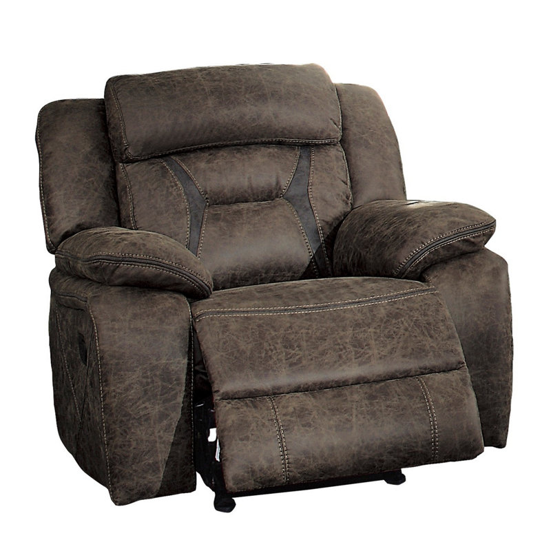 Jannali 37.5'' Traditional Manual Glider Recliner - Microfiber Recliner, Integrated Center Console, Plush Pillow Top Armrests
