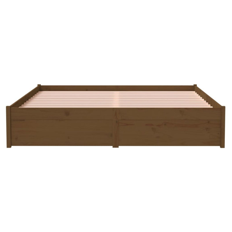 Bed Frame Solid Wood, honey brown, Small Double (4')