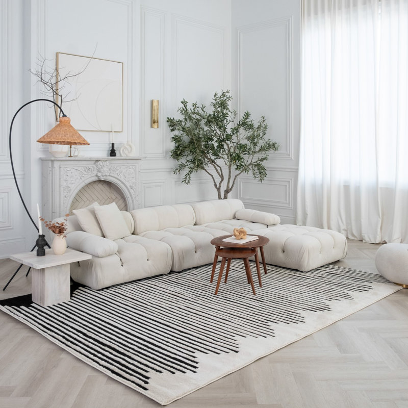 Rug Branch Alinda Collections Abstract Cream Indoor Area Rug, Rectangle 5'4" x 7'8"