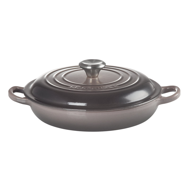 Le Creuset Signature Enameled Cast Iron Braiser with Lid, 3.5 quarts, Oyster