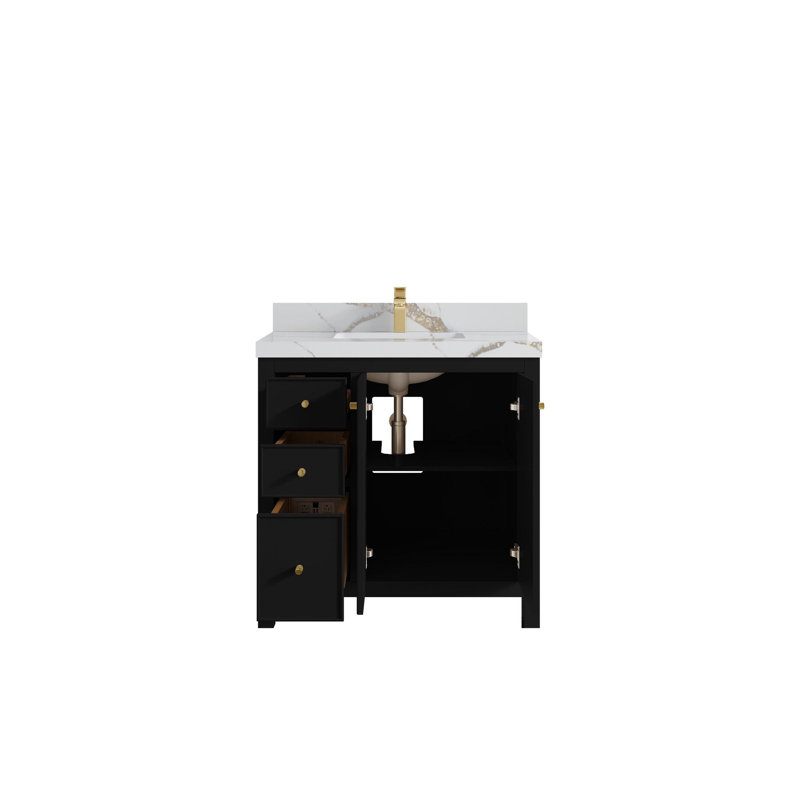 Ensemble de meuble-lavabo simple 36 po Chicago, Or Calacatta