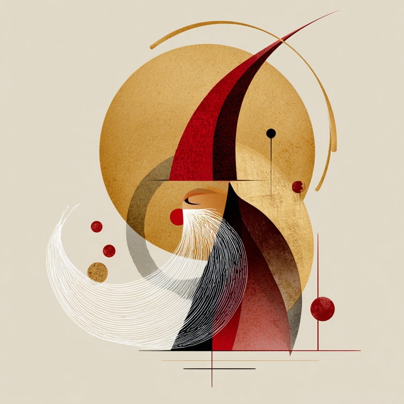 Geometric Santa Composition I Wrapped Canvas Wall Art, 20" H x 20" W